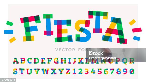 Vector Font Made Of Colorful Strokes And Pieces Stock Illustration - Download Image Now - Typescript, Party - Social Event, Celebration