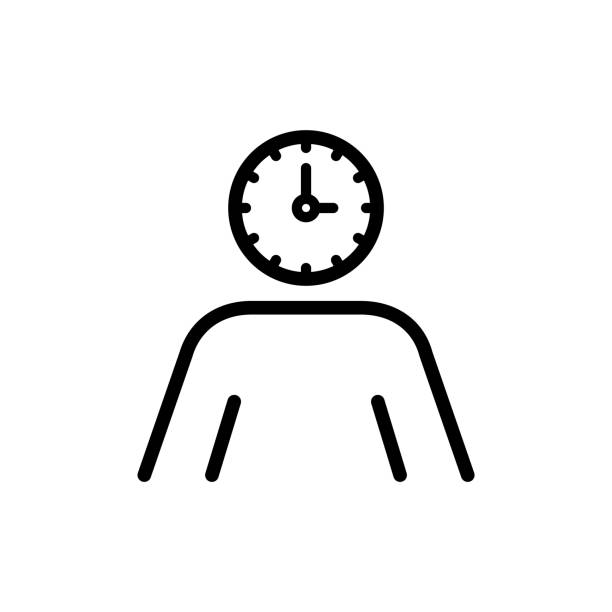 użytkownik z ikoną zegara - inspiration ideas human head minute hand stock illustrations