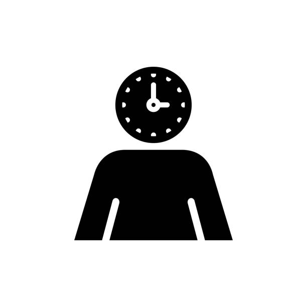 ilustrações, clipart, desenhos animados e ícones de usuário com o ícone de relógio - inspiration ideas human head minute hand