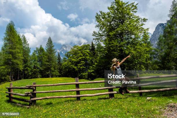 The Youngwoman Hiker Enjoys The Pass Vršič Gorenjska Triglav National Park Slovenia Julian Alps Europeno Logosnikon D850 Stock Photo - Download Image Now
