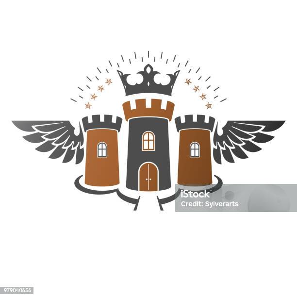 Citadel Sign Ancient Citadel Emblem Heraldic Vector Design Element Retro Style Label ...