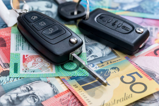 istock Car keys on australian dollar background closeup 979043130