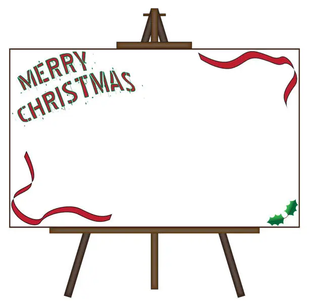 Vector illustration of Christmas Giant Blank Canvas on Easel