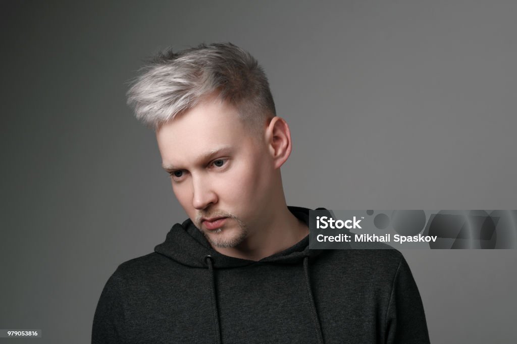 Young Man Portrait On White Background Gray Hair Color Gray Beard Blond  Everyday Clothes Sweetshot Student Businessman Stock Photo - Download Image  Now - iStock