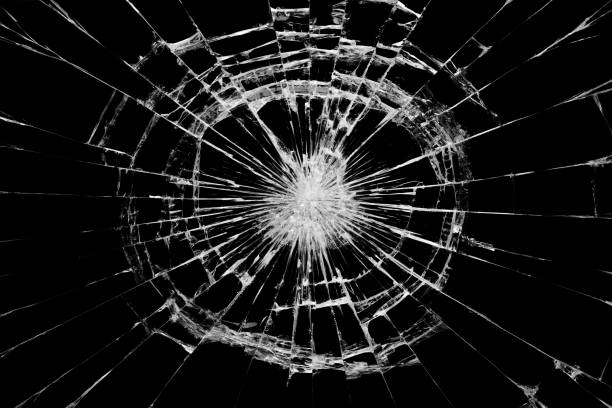Broken glass craked on black background ,hi resolution photo art abstract texture object design