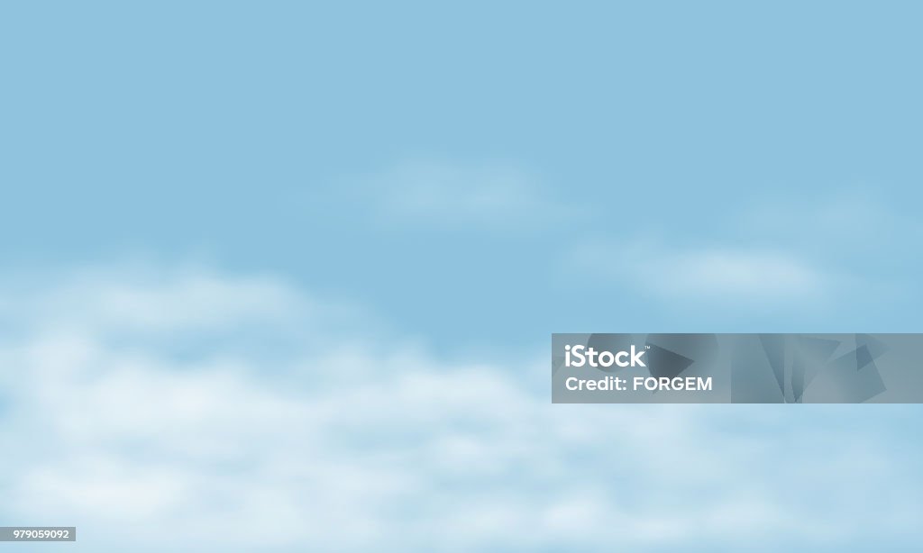 Blue sky with realistic white clouds, with space for your text - vector Sky stock vector