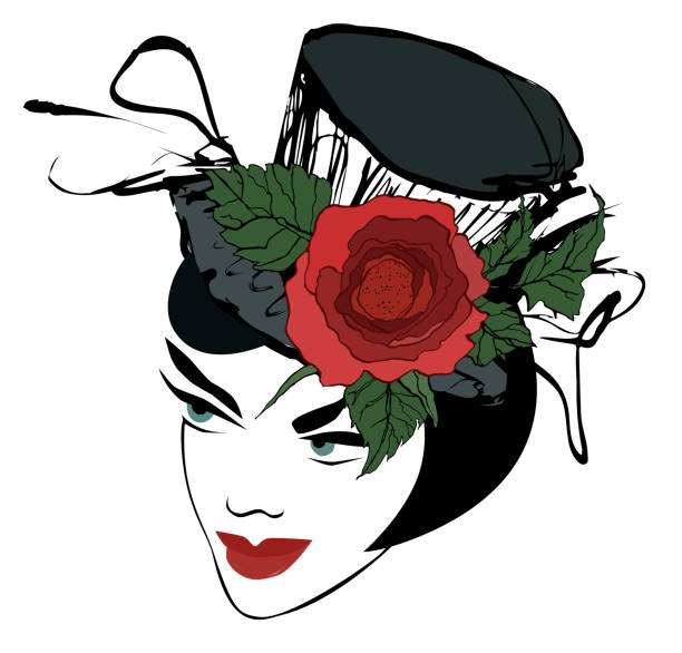 istock head with rose.cabaret woman.can can retro dancer.french woman 979059334