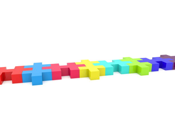 istock Row of colorful puzzle 979060202