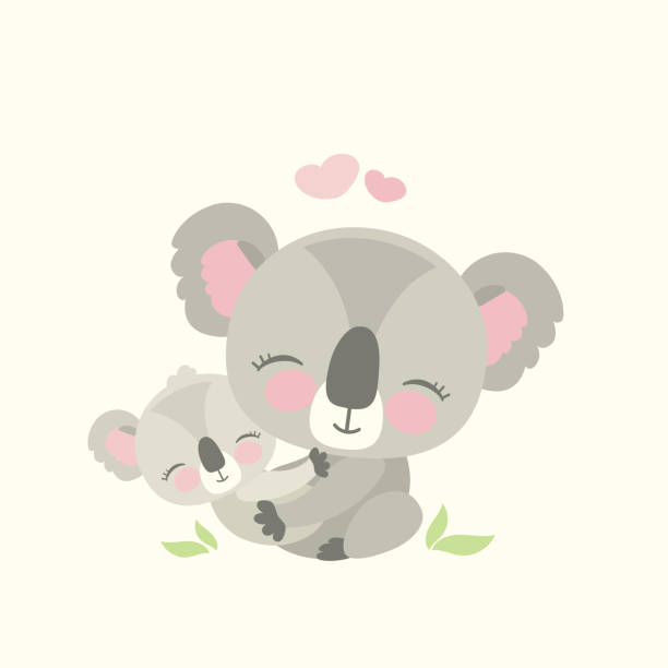 ilustraciones, imágenes clip art, dibujos animados e iconos de stock de oso lindo koala con hijo - stuffed animal toy koala australia