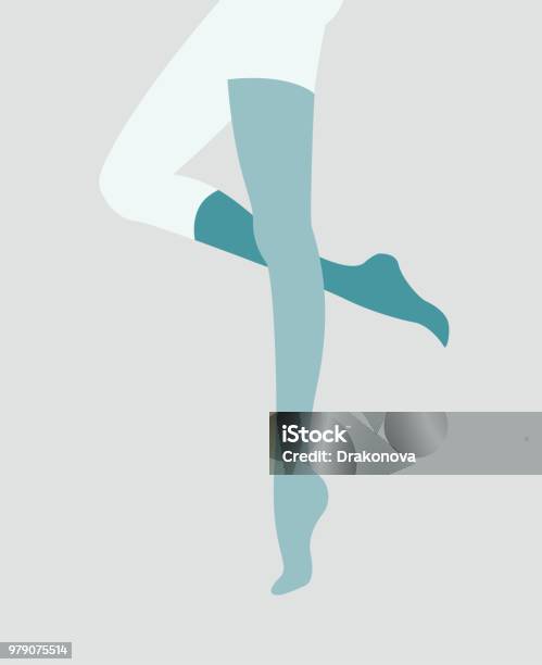 Pinup Woman Legs In Mismatching Socks And Stockings Stock Illustration - Download Image Now