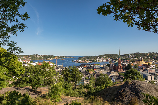 The beautiful city of Arendal on a sunny day in june 2018. Arendal is a small town in the south part of Norway