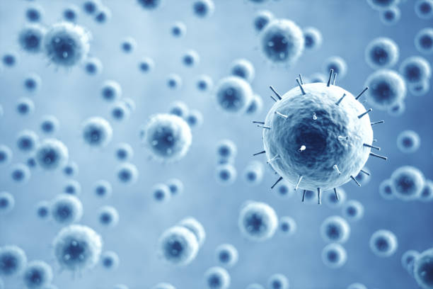 mikroskopische ansicht von bakterien oder viren - influenza a virus stock-fotos und bilder