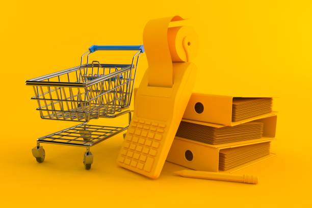 istock Accountancy background with shopping cart 979091836