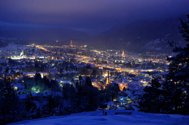 istock city Garmisch-Partenkirchen at cold winter night 979096916