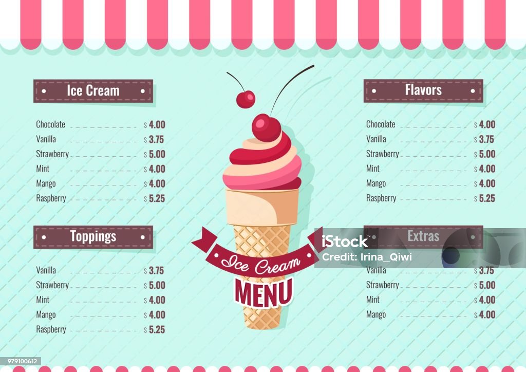 Ice Main Menu Ice Cream Menu Poster Stock Illustration - Download Image Now - Ice ...