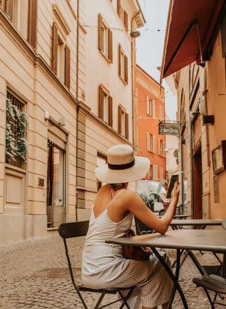 Woman sitting in bologna