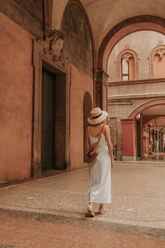 Woman walking in bologna