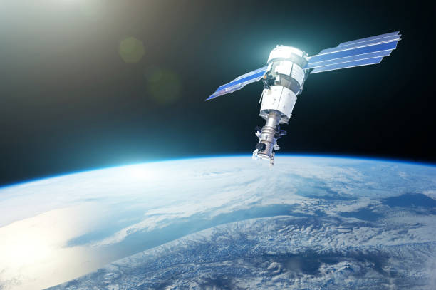 Research, probing, monitoring of in atmosphere. Communications satellite in orbit above the surface of the planet Earth. Elements of this image furnished by NASA. Research, probing, monitoring of in atmosphere. Communications satellite in orbit above the surface of the planet Earth. Elements of this image furnished by NASA typhoon satellite stock pictures, royalty-free photos & images