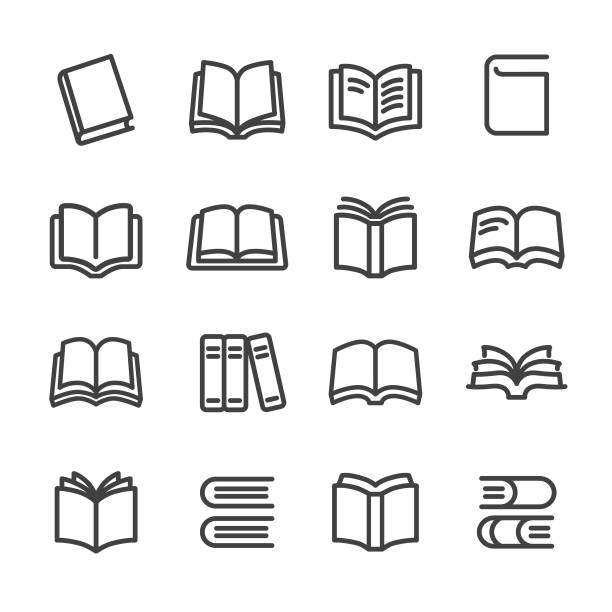Books Icons - Line Series Books, learning, library, education bookstore book library store stock illustrations