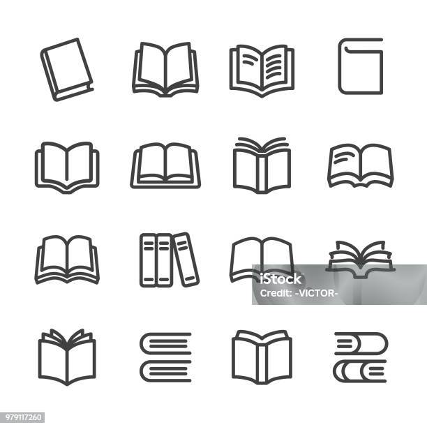 Books Icons Line Series Stock Illustration - Download Image Now - Book, Icon Symbol, Picture Book