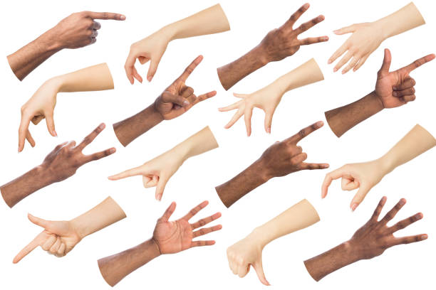 istock Set of white and black hands making symbols 979122740