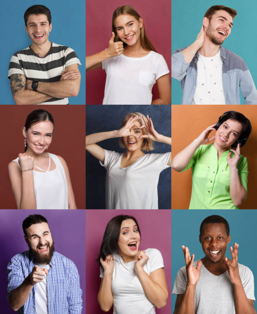istock Set of happy diverse people at studio backgrounds 979123152