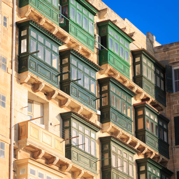 balconies of apartments in Valletta, Malta