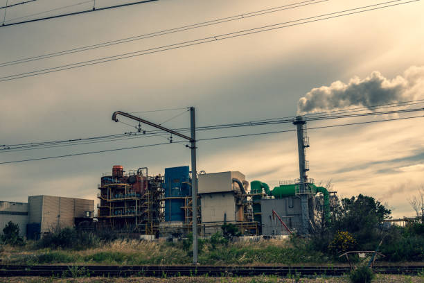 Factory - oil and gas industry with smokes