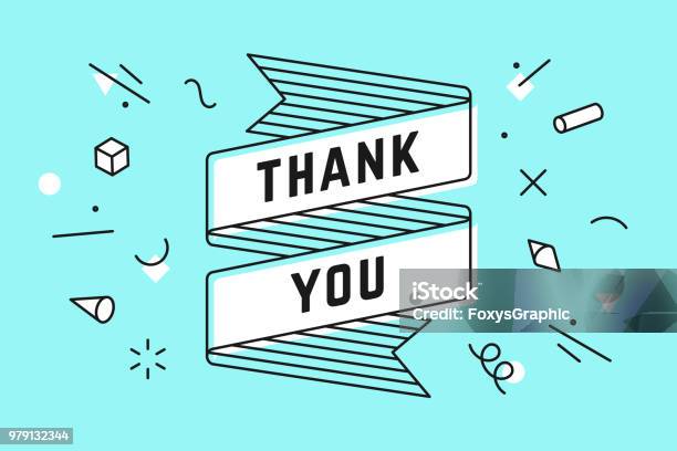 Thank You Vintage Ribbon Banner Stock Illustration - Download Image Now - Thank You - Phrase, Typescript, Greeting Card