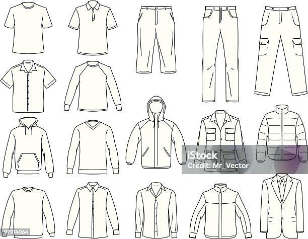 Vetores de Roupas Masculinas Ilustração e mais imagens de Vestuário - Vestuário, Camisa, Homens