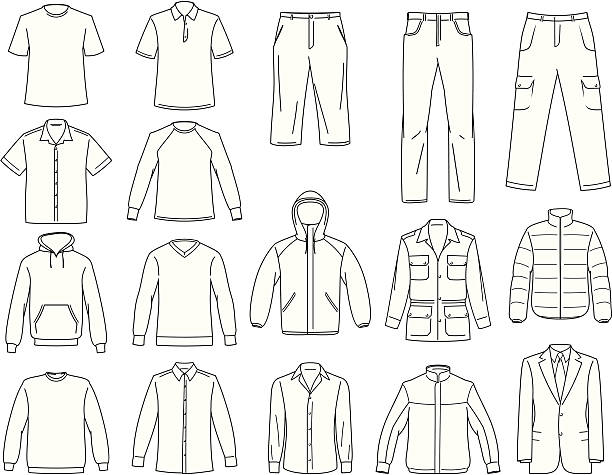 Men’s clothes illustration Vector men’s clothes isolated on white hood clothing stock illustrations