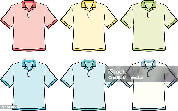 폴로 셔츠벡터 일러스트레이션 T 셔츠에 대한 스톡 벡터 아트 및 기타 이미지 - T 셔츠, 공란, 깃