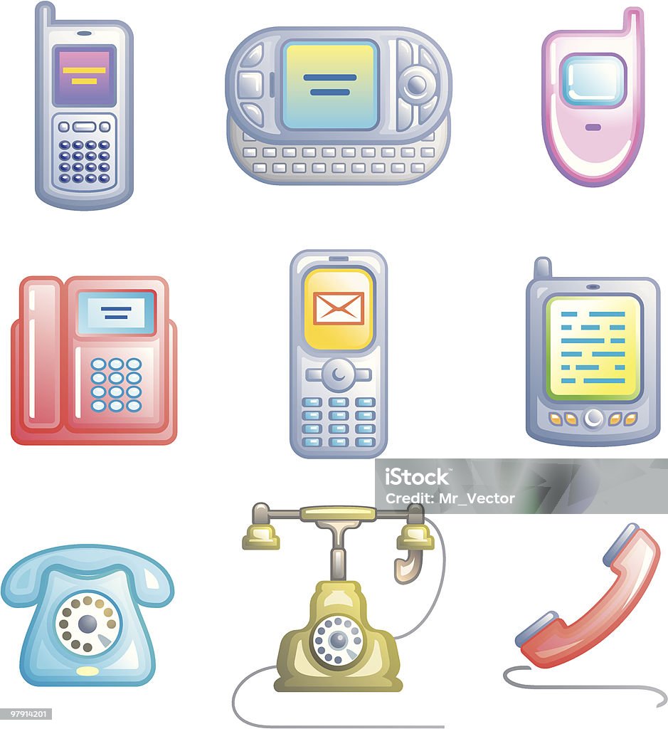 Telefones celulares e dispositivos - Vetor de Clip Art royalty-free