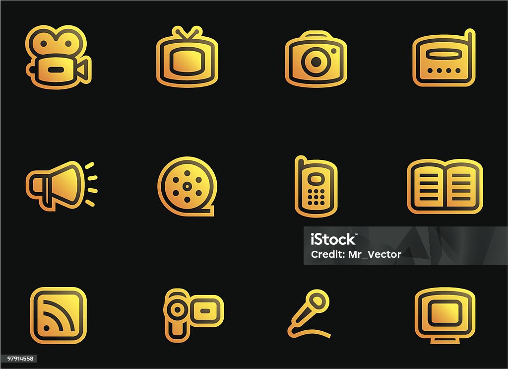 Vector conjunto de ícones de Comunicação Social - Royalty-free Câmara de Vídeo arte vetorial