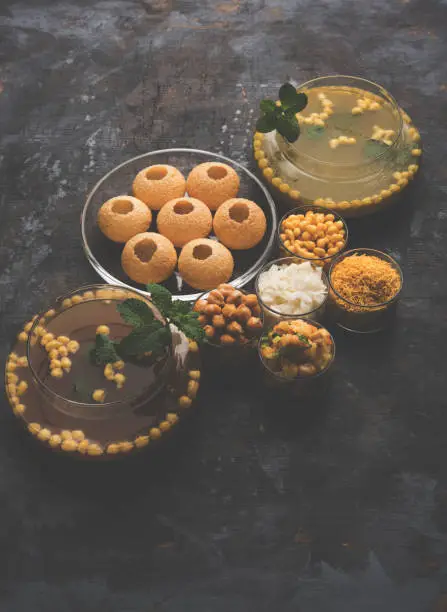 Pani Puri OR Golgappa is a popular Indian Chat menu, selective focus