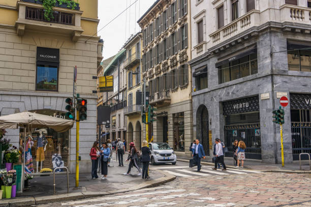 Milan, Italy Via Monte Napoleone shopping street. stock photo
