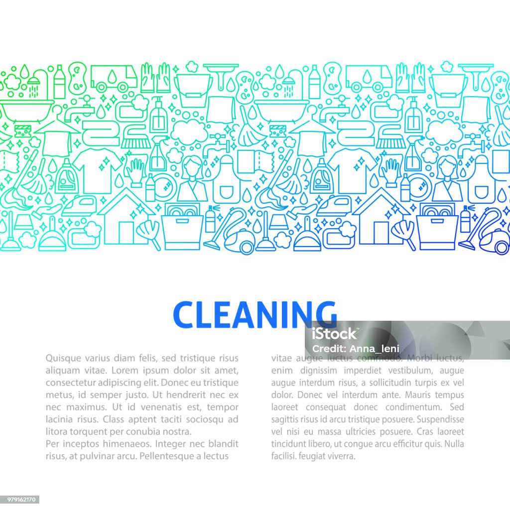 Housekeeping Simple Line Cleaning Line Design Template Stock Illustration - Download Image Now ...