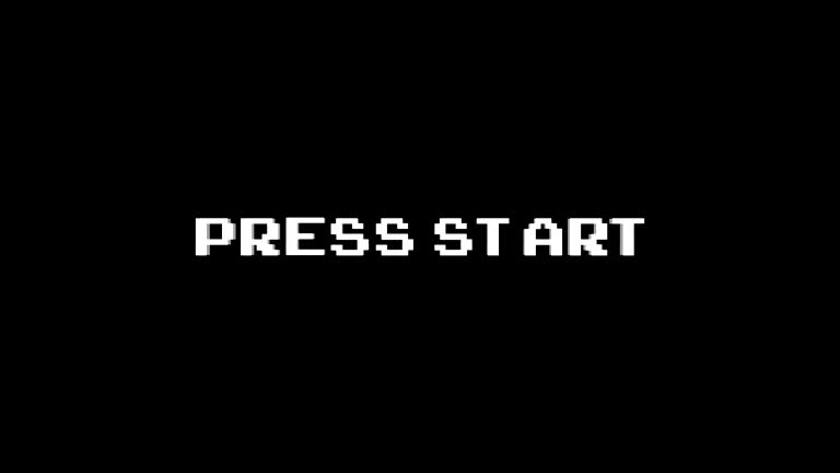 PRESS START Glitch Text Animation