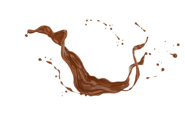 chocolate or cocoa splash isolated on blue background - chocolate chocolate candy dark chocolate pouring imagens e fotografias de stock