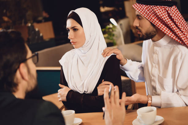 istock The Arab husband apologizes to wife at reception 979185460