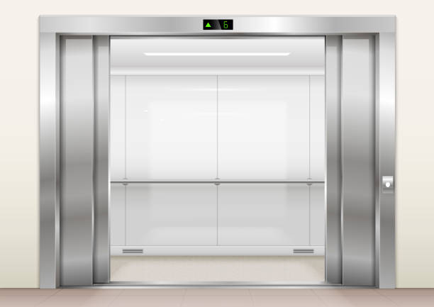 illustrations, cliparts, dessins animés et icônes de ouvrir les portes de l’ascenseur - elevator