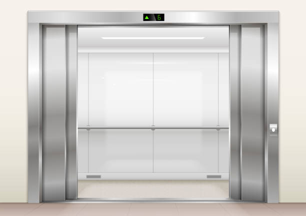 откройте двери лифта - elevator stock illustrations