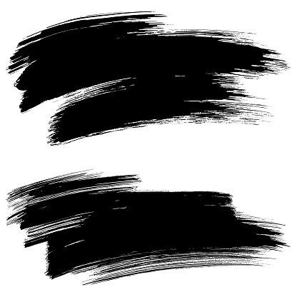 Set of paint brush strokes. Hand draw vector design elements. Isolated grunge brush smears black on white. Painted texture backgrounds