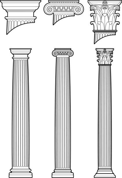 ilustraciones, imágenes clip art, dibujos animados e iconos de stock de estilos de columna - column roman vector architecture