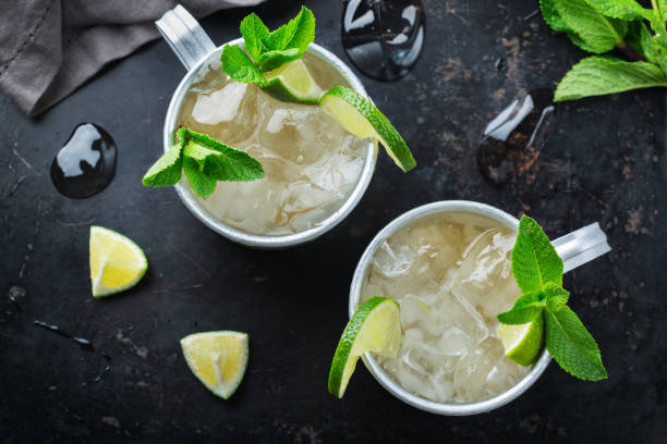 istock Moscow mule cocktail with vodka, ginger beer, lime and mint 979212120