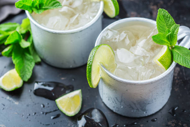 istock Moscow mule cocktail with vodka, ginger beer, lime and mint 979212274