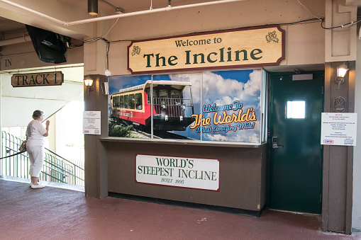 Chattanooga, Tennessee, USA - June 6, 2018: The interior of the station at the Incline on Lookout Mountain. Built in 1895, this railway claims to be the steepest in the world.