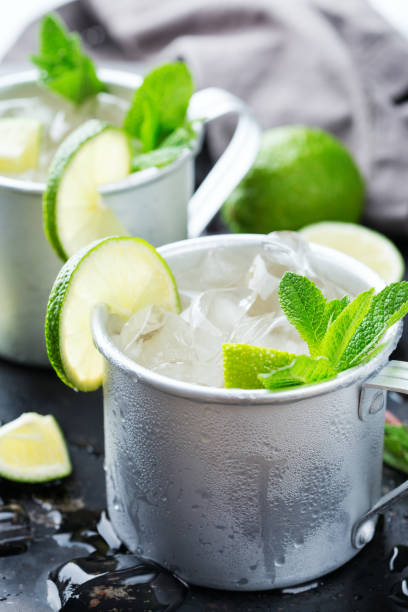 istock Moscow mule cocktail with vodka, ginger beer, lime and mint 979212494