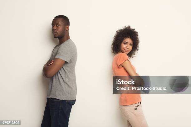 Break Up Upset Couple Back To Back After Quarrel Stock Photo - Download Image Now - Back To Back, Couple - Relationship, Two Parents