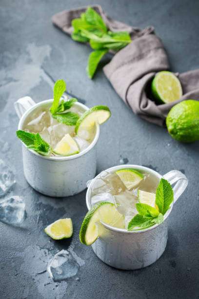 istock Moscow mule cocktail with vodka, ginger beer, lime and mint 979212838